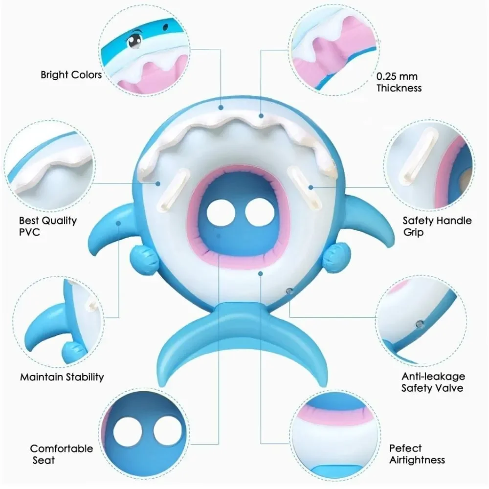 Baby Float with Inflatable Canopy ,Shark . 6mo. To 20mo.